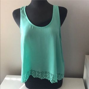 Lush - mint/teal tank with flower trim
